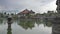 Taman Ujung water palace, which is situated near the ocean and decorated by beautiful tropical garden, Bali, Indonesia