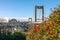 The Tamar Bridge road with the Royal Albert Bridge railway crossing the Tamar river between Cornwall and Devon ,Plymouth,