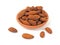 Tamari flavored almonds in a terracotta dish