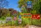 Tamarindo, Costa Rica, June, 26, 2018: Outdoor view of informative signs in wooden and plastic posts in a sunny day in