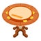 Tambourine icon isometric vector. Percussion musical instrument on wooden table