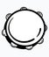 Tambourine. Vector illustration of a tambourine. Black and white icon of a musical instrument. Round logo. Place for the