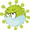 Tamed Corona Virus Cartoon - COVID - 19 Vector Illustration with Medical Drape