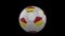 Tamil Eelam bicolor flag on flying and rotating soccer ball on transparent alpha channel