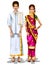 Tamil wedding couple in traditional costume of Tamil Nadu, India