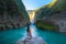 TAMUL, SAN LUIS POTOSI MEXICO - January 6, 2020:young women posing in River amazing crystalline blue water of Tamul waterfall