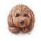 Tan Cockapoo dog digital art illustration of cute canine animal. Mixed-breed dog cross between American Cocker or English Cocker