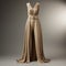 Tan Fashion Evening Dress With Belted Legs - Photorealistic Renderings