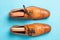 Tan fashionable male brogue shoes