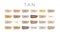 Tan Paint Color Swatches with Shade Names on Brush Strokes