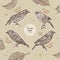 Tanager birds collection, hand draw sketch vector