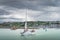 Tanagers learning how to sail. Group of people on a sailboat in Howth marina