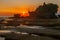 Tanah Lot water temple in Bali. Indonesia nature landscape. Sunset