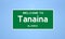 Tanaina, Alaska city limit sign. Town sign from the USA.