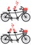 Tandem bicycle with love birds, vector