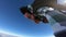Tandem parachute jump. Selfie photo