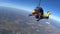 Tandem Skydiving. Tandem Jump. Parachutists in Long Free Fall