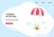 Tandem skydiving website banner - two cartoon people flying with parachute