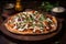 Tandoori Chicken Pizza on Wooden Board