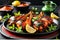 Tandoori Temptation: Platter of Tandoori Chicken, Vibrant Red Hues from Spices, Sizzling on a Cast Iron Plate with Char Marks
