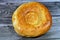 Tandyr nan Uzbek bread, a type of Central Asian bread, often decorated by stamping patterns on the dough by using a bread stamp