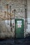 Tanfield Engine Shed with old tools and green door Gateshead England 