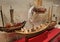 Tang Dynasty Antique Trading Japanese Delegation Vessel Ship Scale Model Wooden Boats Sailboat Junk Sail Transportation Vehicle