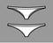 Tangas technical fashion illustration with elastic waistband, low rise, medium coverage. Flat briefs knickers lingerie