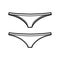 Tangas technical fashion illustration with elastic waistband, low rise, medium coverage. Flat briefs knickers lingerie