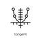 Tangent icon. Trendy modern flat linear vector Tangent icon on w