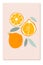 Tangerine card. Abstract natural poster in pastel colors. Paper clipping elements. Summer tropical background with