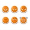 Tangerine cartoon character with various angry expressions