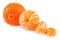 Tangerine and peeled tangerines on white background