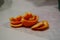 Tangerine peels on light background for drying