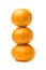 Tangerine snowman. Three tangerines lined up on top of each other in the shape of a snowman