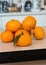 Tangerines closeup on table