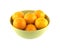 Tangerines in green china bowl isolated