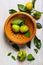 Tangerines in a vintage colander