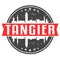 Tangier, Morocco Round Travel Stamp. Icon Skyline City Design. Seal Tourism Vector Badge Illustration.