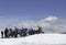 TANGLANG LA PASS, LADAKH , INDIA JULY 20, 2015: Tourists relaxing on the summit of the Tanglang La pass is the second highest