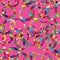 Tangled colorful 3d circles seamless pattern on pink background