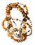 Tangled necklace from amber, tigers eye beads