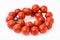 Tangled necklace from polished red coral balls