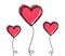 Tangled scribbled heart on a string air baloon or flower like