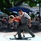 Tango dancers dancing on small square of San Telmo market in Buenos Aires, Argentina