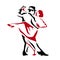 Tango dancing couple man and woman vector illustration, logo, icon