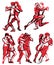 Tango, salsa, bachata dancers expessive drawing