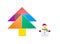 Tangram blocks shape as Christmas tree with snowman