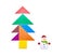 Tangram blocks shape as Christmas tree with snowman