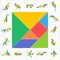 Tangram set, wild animals, birds, amphibians and fish